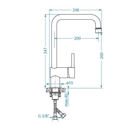 ALVEUS 1150925 - Slavina za sudoper STELLA 34,7 cm crna