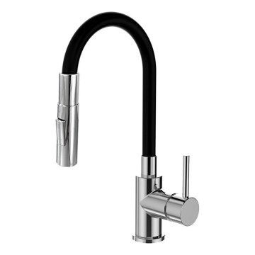 ALVEUS KI112111 - Kuhinjska slavina s fleksibilnim izljevom i tušem BEA 47 cm sjajni krom/crna