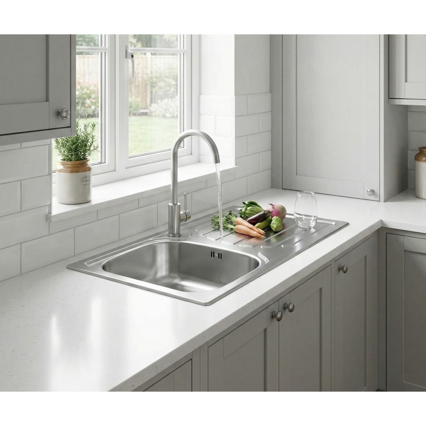 ALVEUS - Kuhinjski sudoper BASIC 78x43,5 cm inox/satin + kuhinjska miješalica VIOLA 36,7 cm brušeni inox