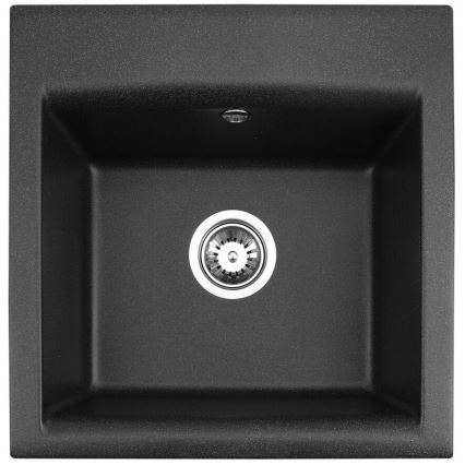 ALVEUS SETA23193 - Kuhinjski sudoper ATROX 50x50 cm + kuhinjska slavina s fleksibilnim izljevom MINTAS 34 cm granit/mat crna