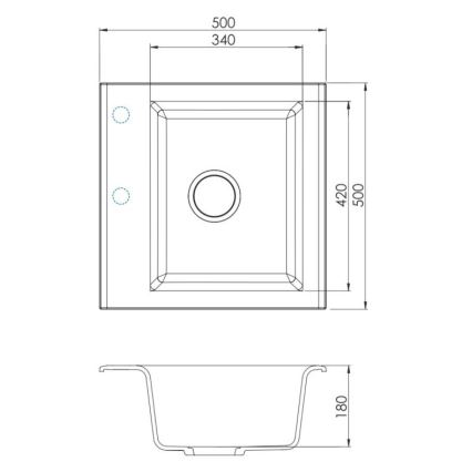 ALVEUS SETA23193 - Kuhinjski sudoper ATROX 50x50 cm + kuhinjska slavina s fleksibilnim izljevom MINTAS 34 cm granit/mat crna