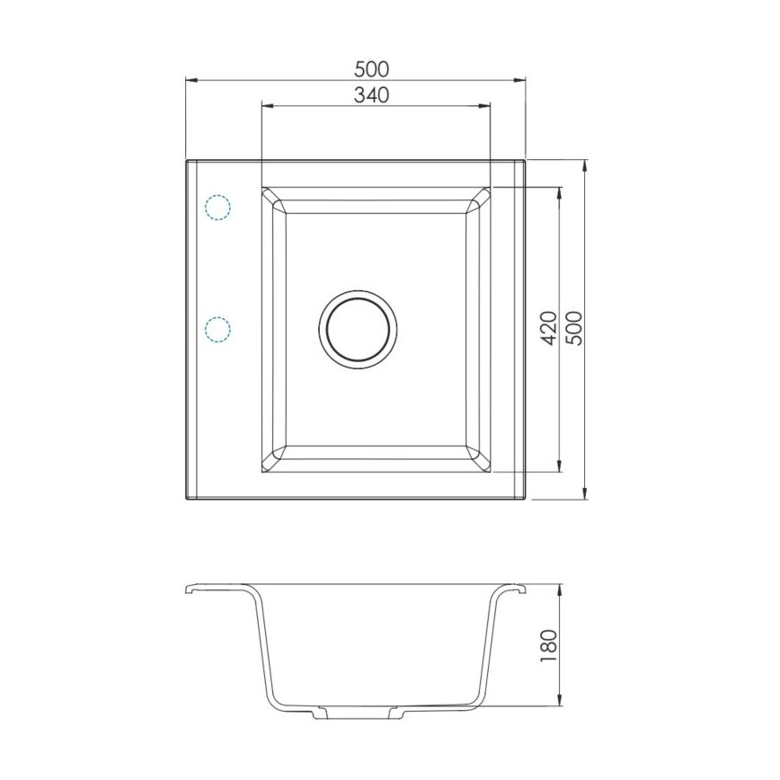 ALVEUS SETA23193 - Kuhinjski sudoper ATROX 50x50 cm + kuhinjska slavina s fleksibilnim izljevom MINTAS 34 cm granit/mat crna