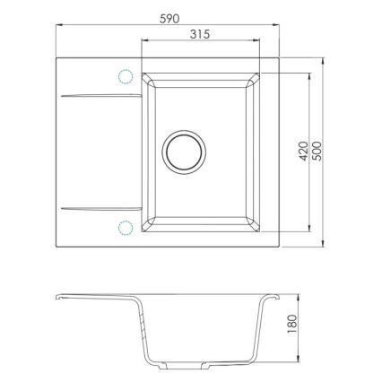 ALVEUS SETA23197 - Kuhinjski sudoper CADIT 59x50 cm + kuhinjska miješalica s fleksibilnim izljevom MINTAS 34 cm granit/mat crna