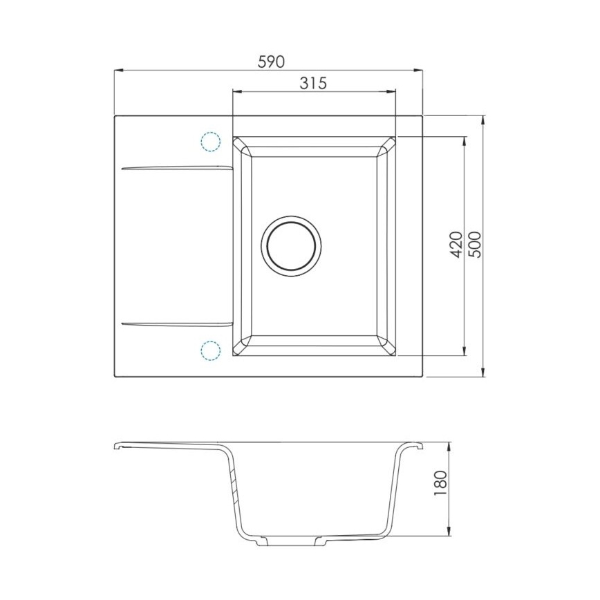 ALVEUS SETA23197 - Kuhinjski sudoper CADIT 59x50 cm + kuhinjska miješalica s fleksibilnim izljevom MINTAS 34 cm granit/mat crna