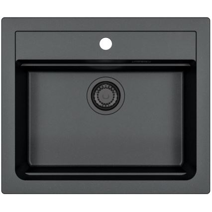 ALVEUS SETA23228 - Kuhinjski sudoper ATROX 59x50 cm + kuhinjska baterija s fleksibilnim okretom MINTAS 34 cm granit/mat crna