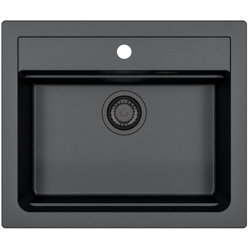 ALVEUS SETA23228 - Kuhinjski sudoper ATROX 59x50 cm + kuhinjska baterija s fleksibilnim okretom MINTAS 34 cm granit/mat crna