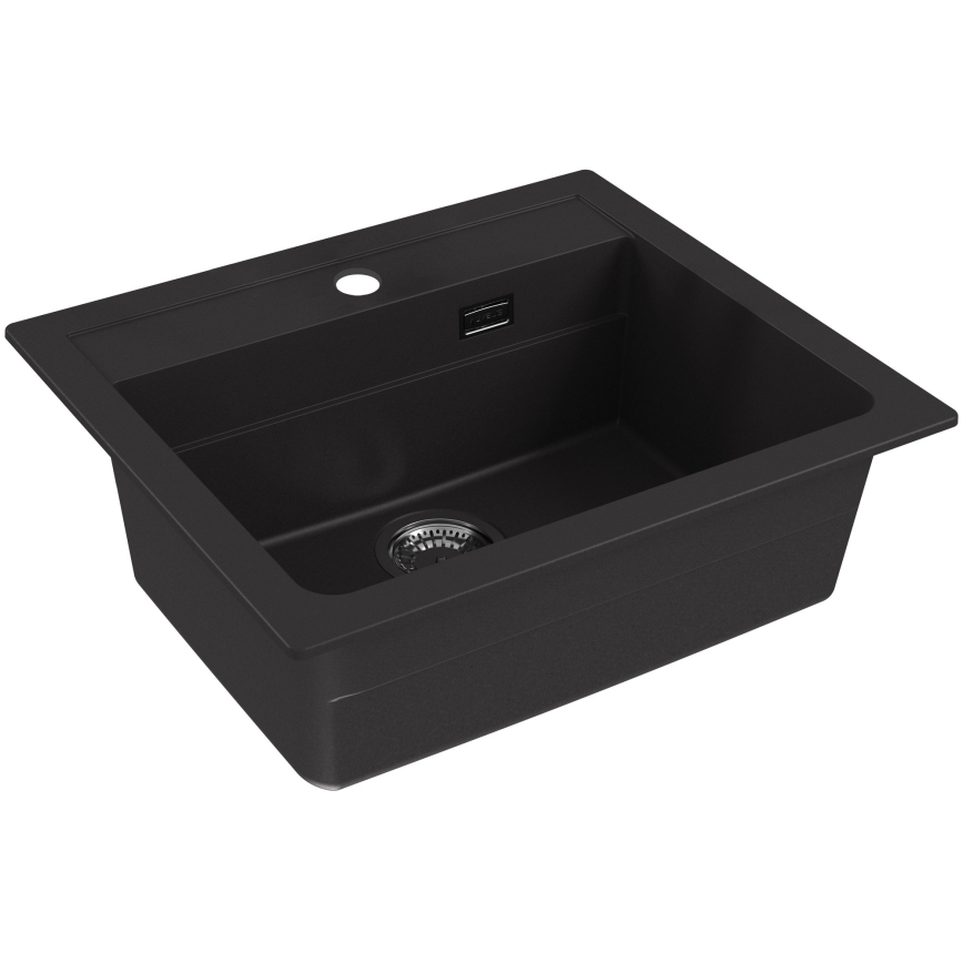 ALVEUS SETA23228 - Kuhinjski sudoper ATROX 59x50 cm + kuhinjska baterija s fleksibilnim okretom MINTAS 34 cm granit/mat crna