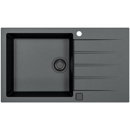 ALVEUS SETA23232 - Kuhinjski sudoper CADIT 86x50 cm + slavina za sudoper s fleksibilnim izljevom MINTAS 34 cm granit/mat crna