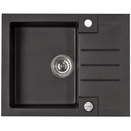 ALVEUS SETA23236 - Kuhinjski sudoper ROCK 59,5x47,5 cm + kuhinjska miješalica s fleksibilnim izljevom MINTAS 34 cm granit/matna crna