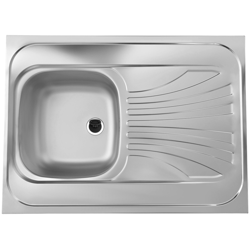 ALVEUS SETA24019 - Klasični kuhinjski sudoper 80x60 cm + kuhinjska armatura s fleksibilnom cijevi MINTAS 34 cm od satiniranog nehrđajućeg čelika/crna