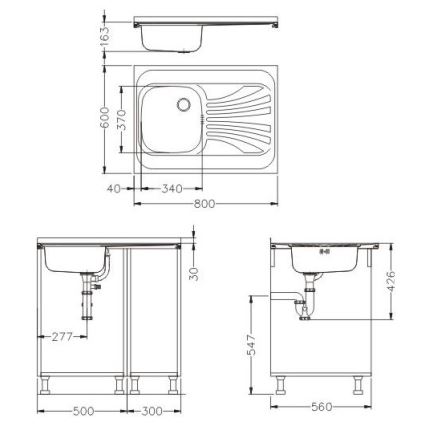 ALVEUS SETA24019 - Klasični kuhinjski sudoper 80x60 cm + kuhinjska armatura s fleksibilnom cijevi MINTAS 34 cm od satiniranog nehrđajućeg čelika/crna
