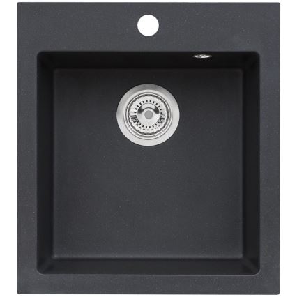 ALVEUS SETA737 - Kuhinjski sudoper CORTINA 50x45 cm + slavina s fleksibilnim izvodom TONIA 29,5 cm granit/mat crna