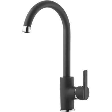 ALVEUS SETA737 - Kuhinjski sudoper CORTINA 50x45 cm + slavina s fleksibilnim izvodom TONIA 29,5 cm granit/mat crna