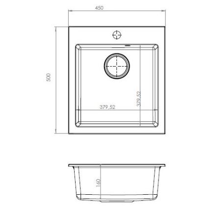 ALVEUS SETA737 - Kuhinjski sudoper CORTINA 50x45 cm + slavina s fleksibilnim izvodom TONIA 29,5 cm granit/mat crna