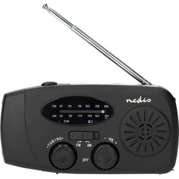 AM/FM radio s ručnom kurblom, solarnim panelom i LED svjetiljkom, 2000 mAh