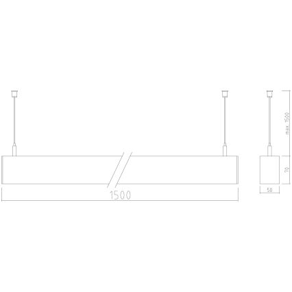 APLED - LED Luster na sajli LOOK LED/58W/230V 4000K 150 cm srebrna