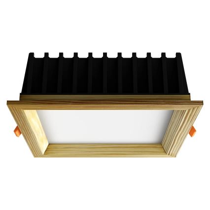 APLED - LED Ugradbena svjetiljka SQUARE WOODLINE LED/12W/230V 3000K 17x17 cm bor masivni