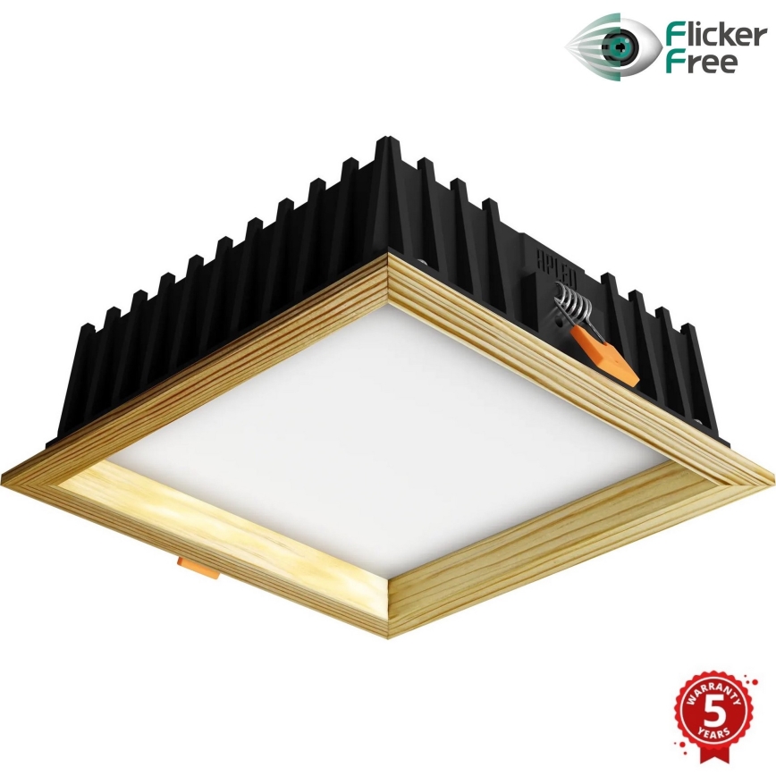 APLED - LED Ugradbena svjetiljka SQUARE WOODLINE LED/12W/230V 4000K 17x17 cm bor masivni