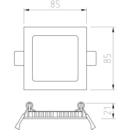 APLED - LED Ugradbena svjetiljka za kupaonicu SQUARE LED/3W/230V IP41 85x85 mm