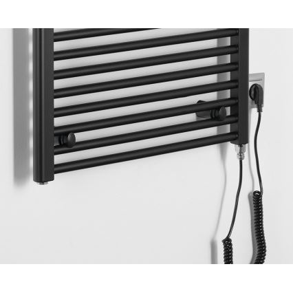 Aqualine - Električni kupaonski radijator DIRECT-E 600W/230V 132 cm mat crni ravni