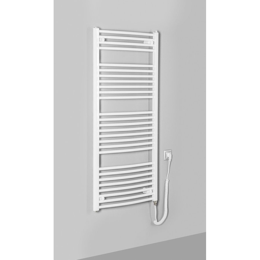 Aqualine - Električni kupaonski radijator ORBIT-E 600W 132x60 cm, bijeli, okrugli