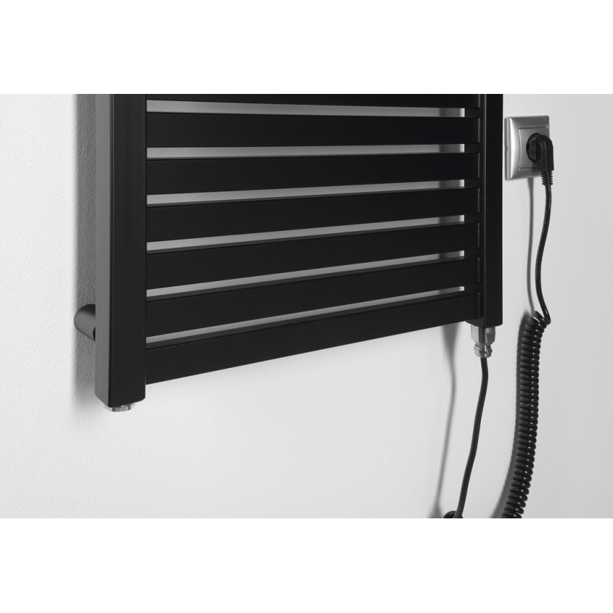 Aqualine - Električni kupaonski radijator TONDI-E 300W/230V 97 cm mat crni ravni