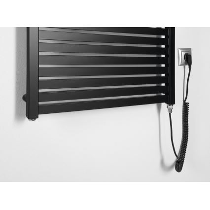 Aqualine - Električni kupaonski radijator TONDI-E 400W/230V 97 cm mat crni ravni
