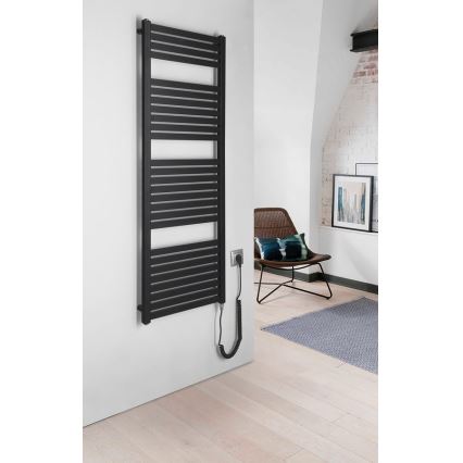 Aqualine - Električni kupaonski radijator TONDI-E 500W 133x45 cm mat crna
