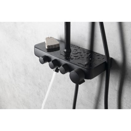 Aqualine - Tuš set s baterijom i punjenjem FARRAO mat crna