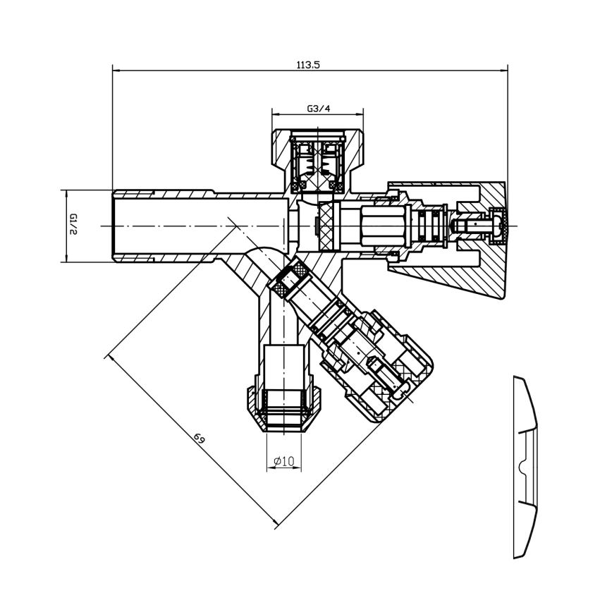 Aqualine - Kombinirani ventil, sjajni krom