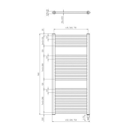 Aqualine - Kupaonski električni radijator DIRECT-E 300W/230V 96 cm bijela ravni
