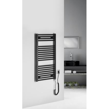 Aqualine - Kupaonski električni radijator DIRECT-E 300W/230V 96 cm mat crna ravni