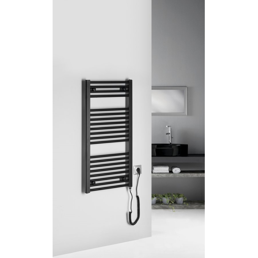 Aqualine - Kupaonski električni radijator DIRECT-E 300W/230V 96 cm mat crna ravni