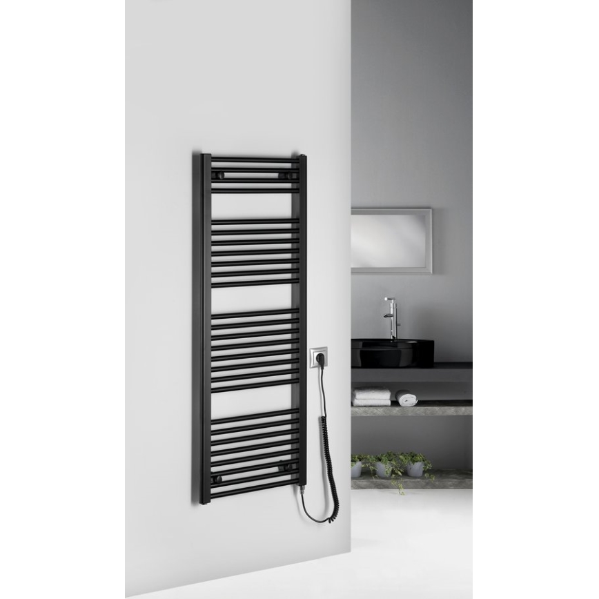 Aqualine - Kupaonski električni radijator DIRECT-E 400W/230V 132 cm mat crna ravni