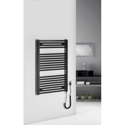 Aqualine - Kupaonski električni radijator DIRECT-E 400W/230V 96 cm mat crna ravni