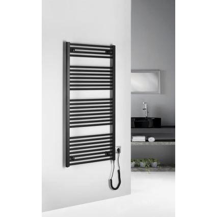 Aqualine - Kupaonski električni radijator DIRECT-E 600W 132x60 cm mat crne boje