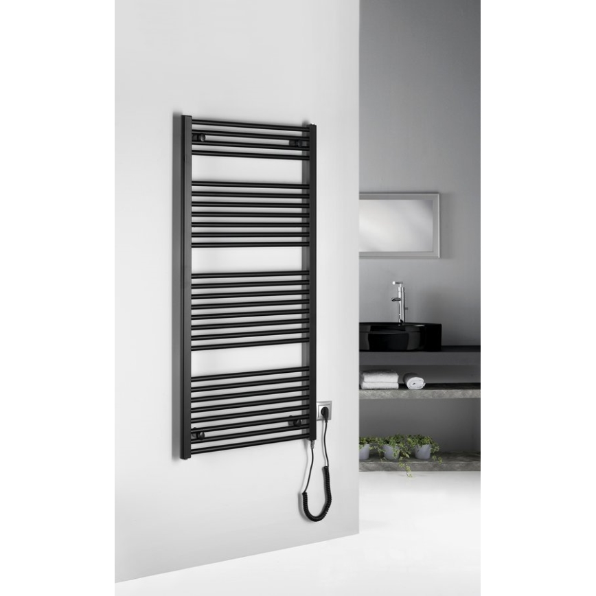 Aqualine - Kupaonski električni radijator DIRECT-E 600W/230V 132 cm mat crna ravni