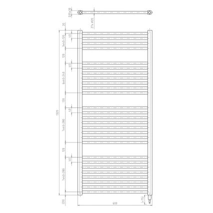 Aqualine - Kupaonski električni radijator DIRECT-E 600W/230V 132 cm mat crna ravni