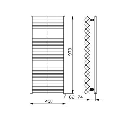 Aqualine - Kupaonski električni radijator TONDI-E 300W/230V 97 cm bijela ravni