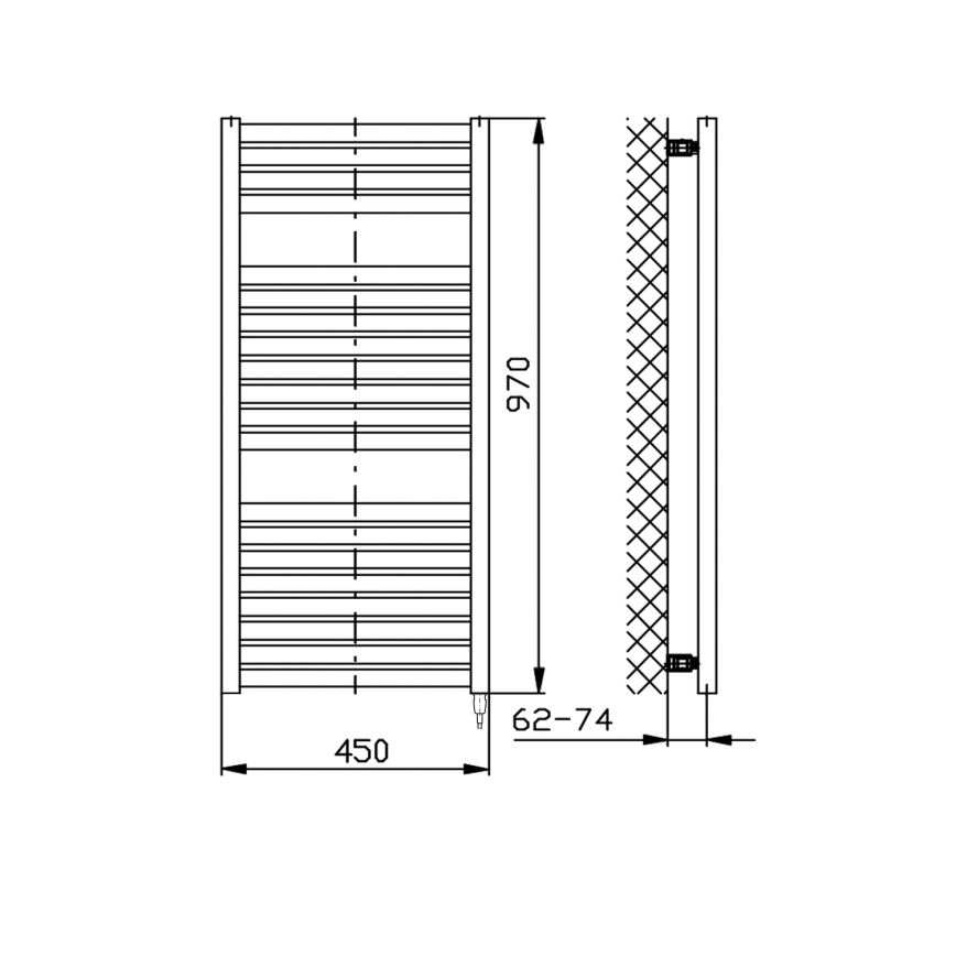 Aqualine - Kupaonski električni radijator TONDI-E 300W/230V 97 cm bijela ravni