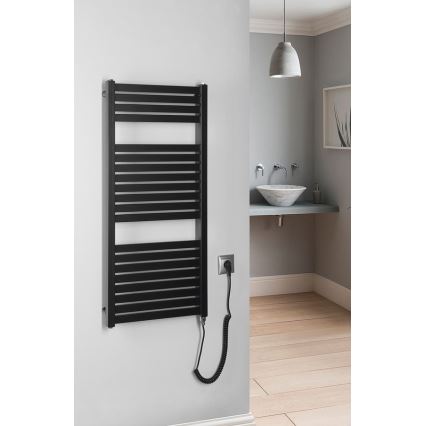 Aqualine - Kupaonski električni radijator TONDI-E 300W/230V 97 cm mat crna ravni