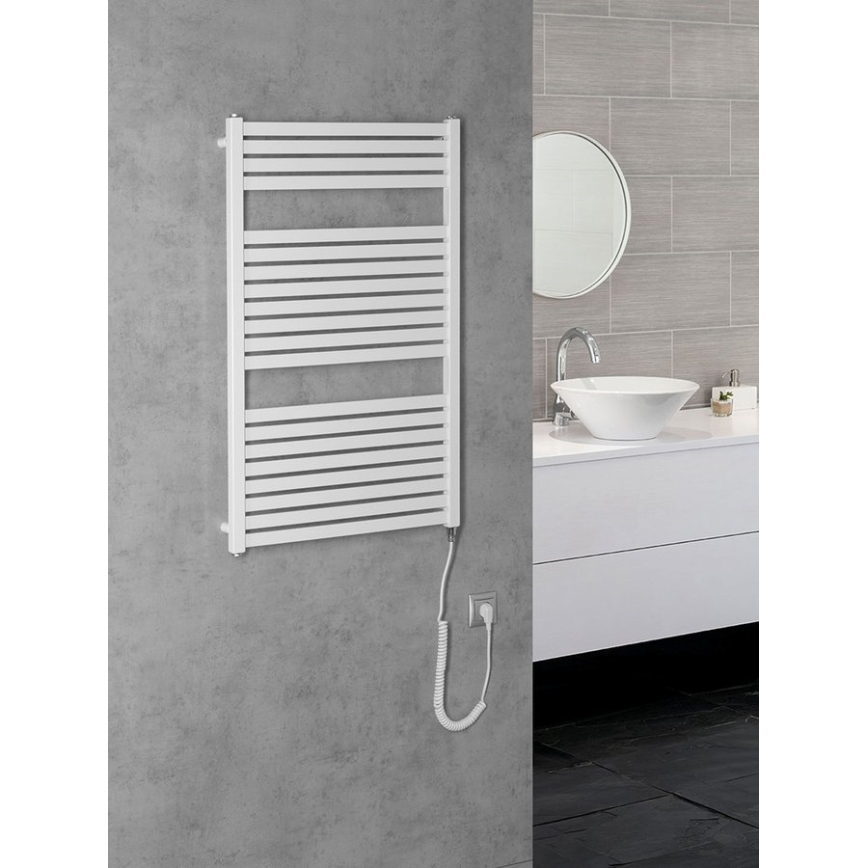 Aqualine - Kupaonski električni radijator TONDI-E 400W/230V 97 cm bijela ravni