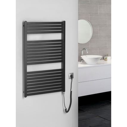 Aqualine - Kupaonski električni radijator TONDI-E 400W/230V 97 cm mat crna ravni