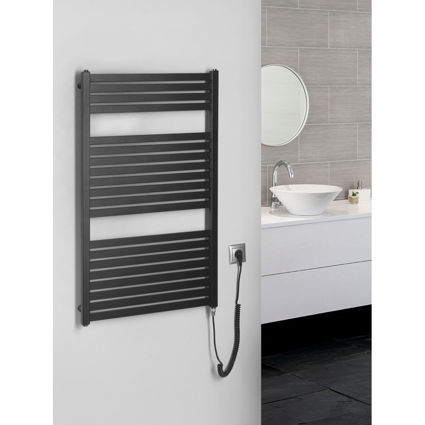 Aqualine - Kupaonski električni radijator TONDI-E 400W/230V 97 cm mat crna ravni