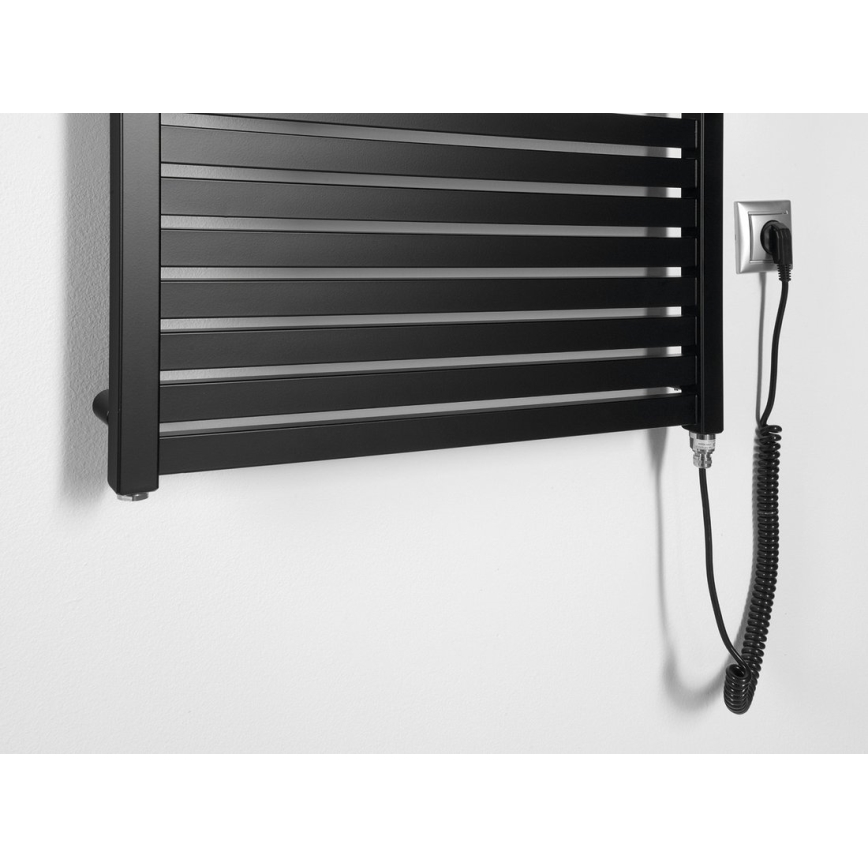 Aqualine - Kupaonski električni radijator TONDI-E 400W/230V 97 cm mat crna ravni