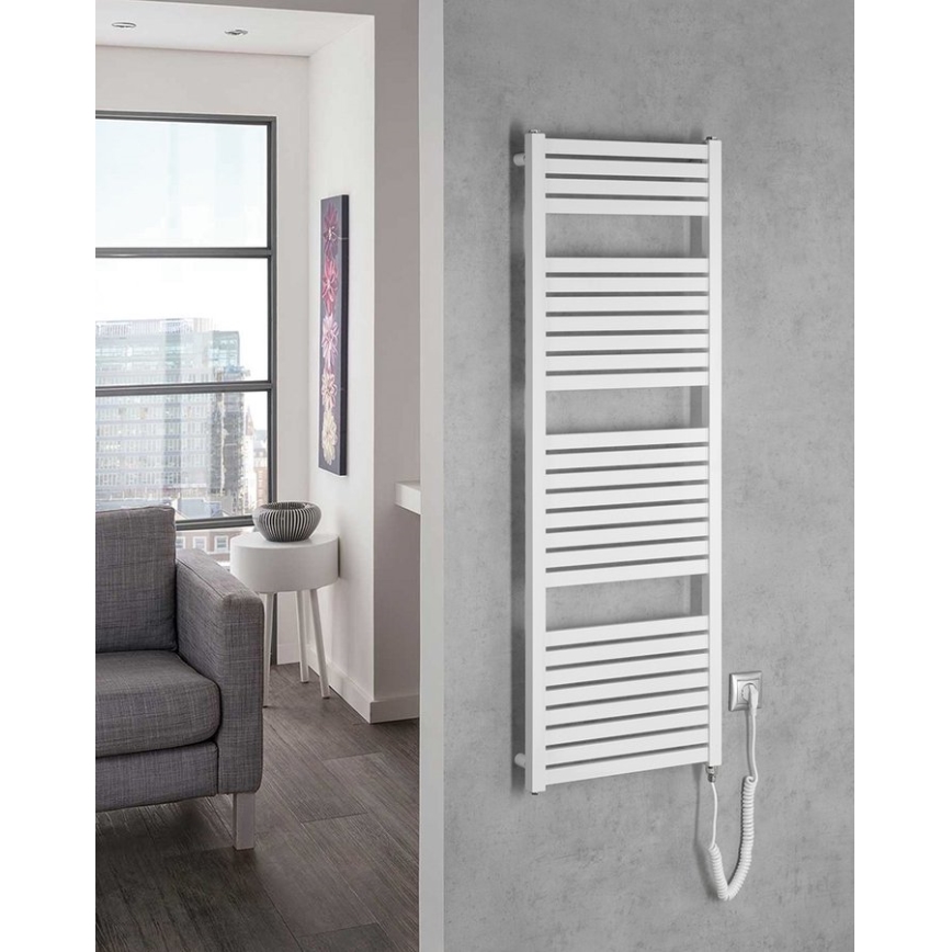 Aqualine - Kupaonski električni radijator TONDI-E 500W/230V 133 cm bijela ravni