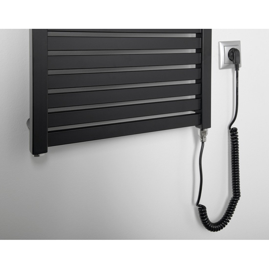 Aqualine - Kupaonski električni radijator TONDI-E 500W/230V 133 cm mat crna ravni