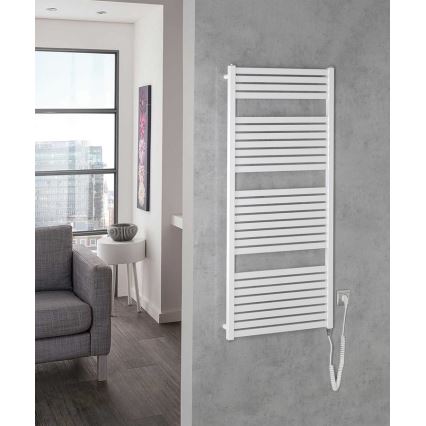 Aqualine - Kupaonski električni radijator TONDI-E 600W/230V 133 cm bijela ravni