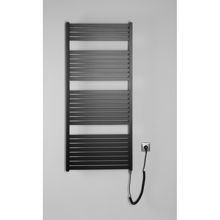 Aqualine - Kupaonski električni radijator TONDI-E 600W/230V 133 cm mat crna ravni