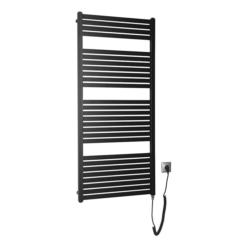 Aqualine - Kupaonski električni radijator TONDI-E 600W/230V 133 cm mat crna ravni